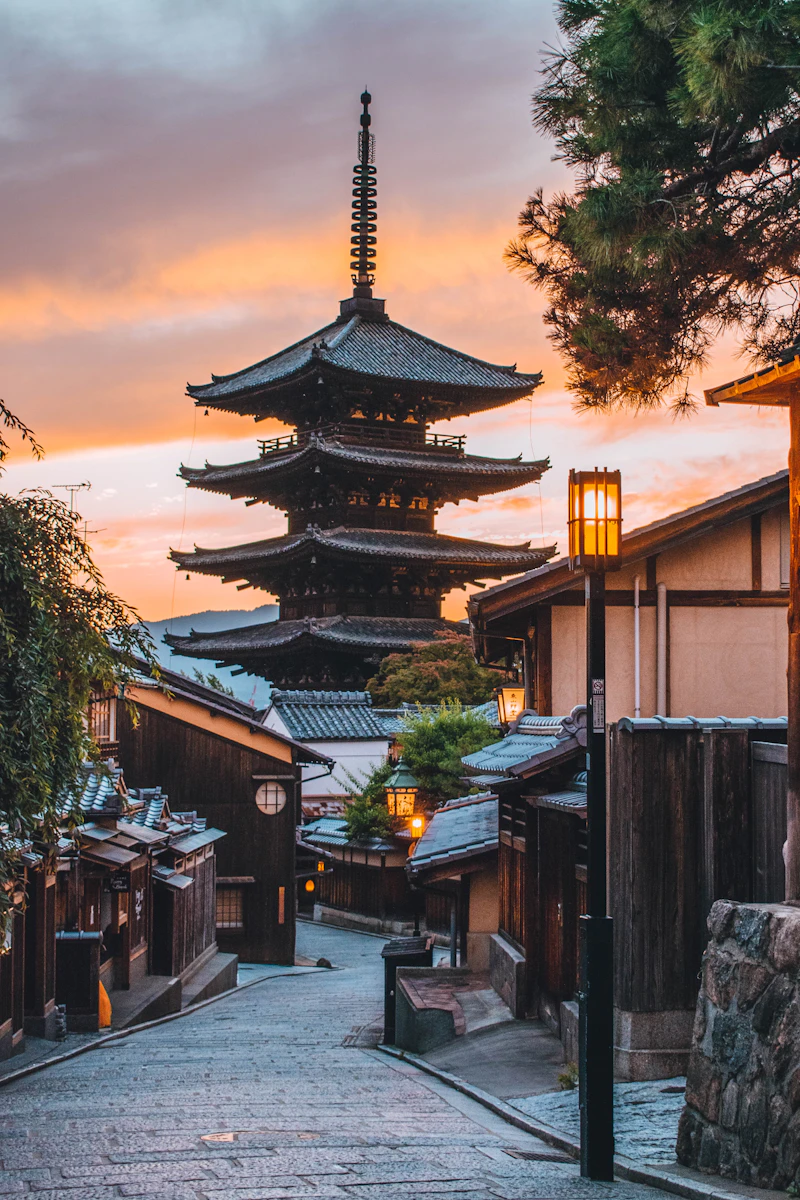A quiet Kyoto lane leading toward Yasaka Pagoda